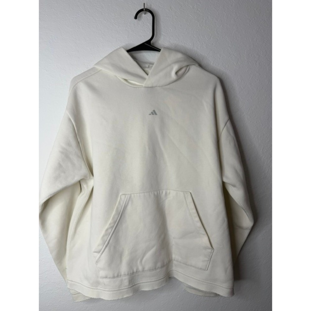 Adidas All Szn French Terry Hoodie Cream Off White Boxy Pullover Womens Medium